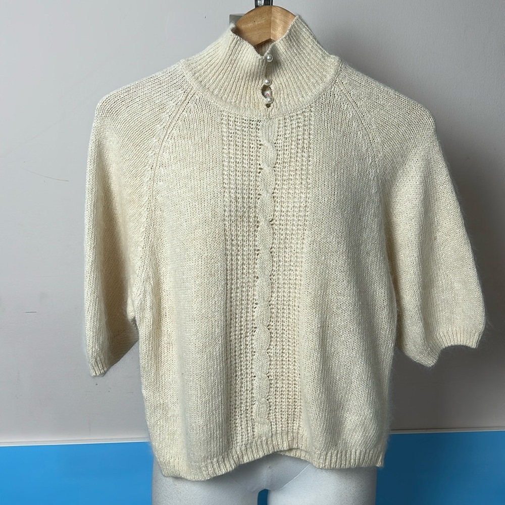 VTG Extra Energy by de Rothchild Cream Mockneck Silk Nylon Angora Sweater M